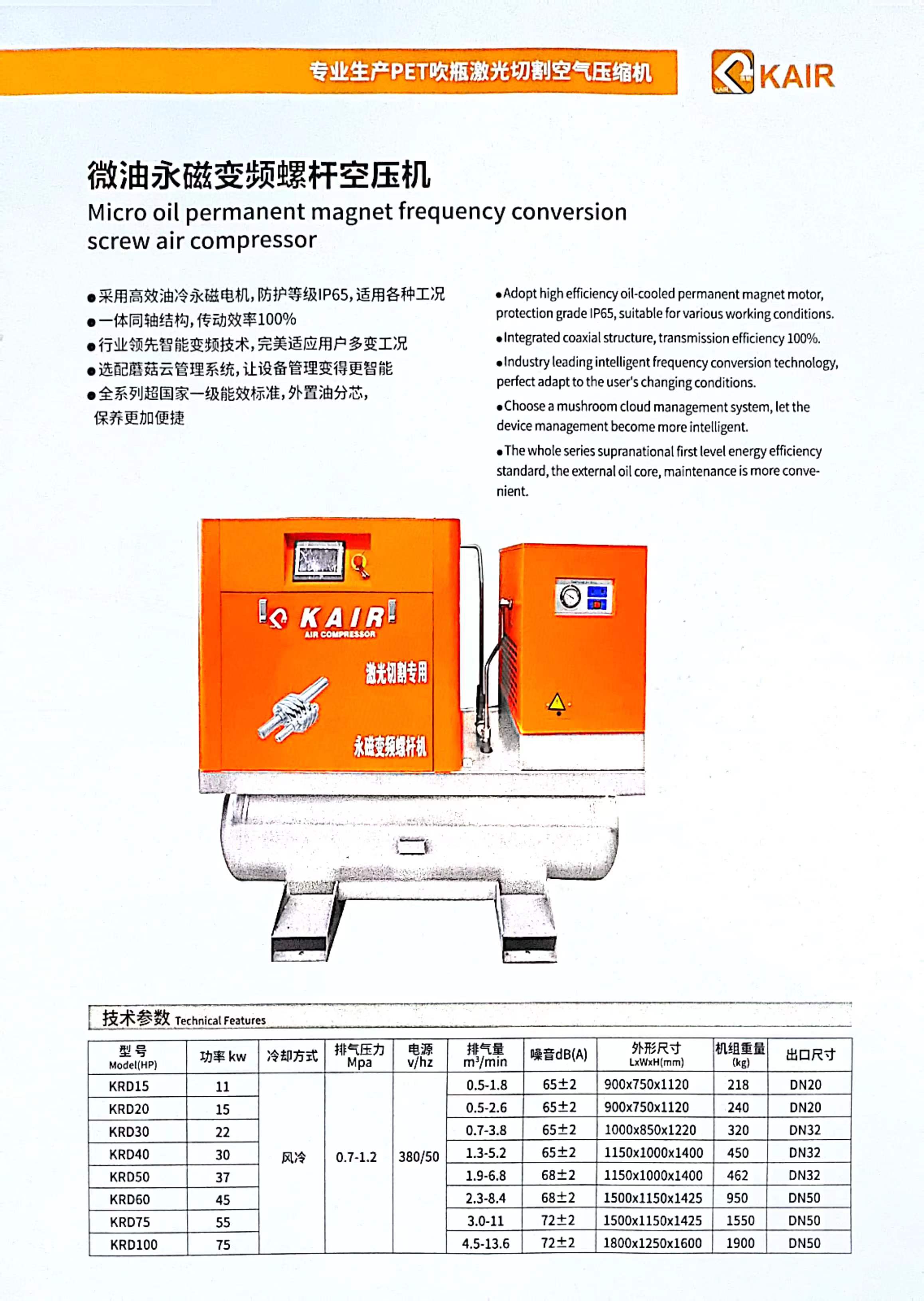 KRD微油永磁变频螺杆空压机(图2)